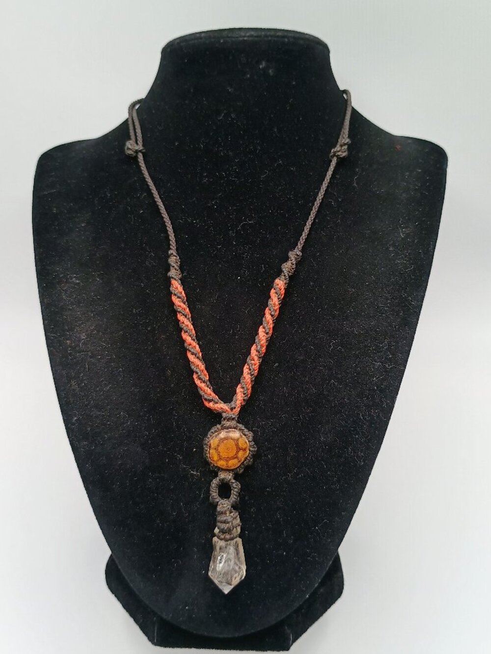 Amazon Rainforest Necklace, Ayahuasca Flower, Quartz Crystal